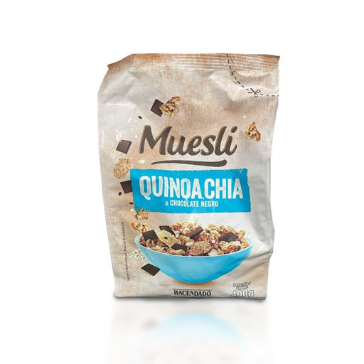 Muesli con Quinoa, Chia y Chocolate negro-Hacendado-400grs - FamilyBox.Store enviar a venezuela ship to venezuela supermercado online venezuela online supermarket
