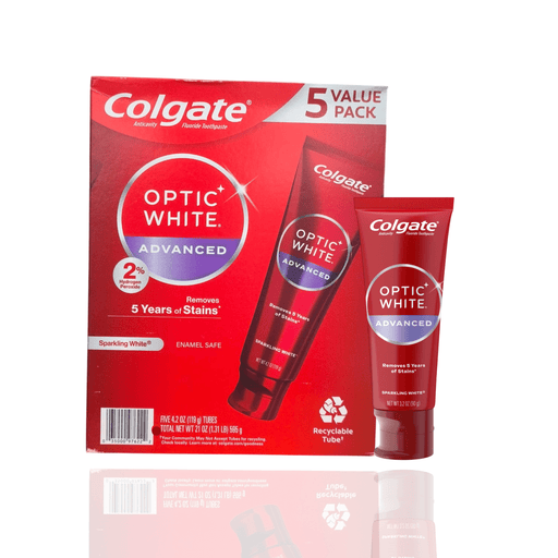 Crema dental Colgate Optic White Advanced 5pack - 119gr 1.31lb - FamilyBox.Store enviar a venezuela ship to venezuela supermercado online venezuela online supermarket