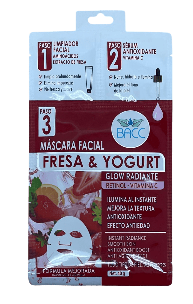 Mascarilla Facial BACC Fresa y Yogurt - 1 Mask Sachet - FamilyBox.Store enviar a venezuela ship to venezuela supermercado online venezuela online supermarket