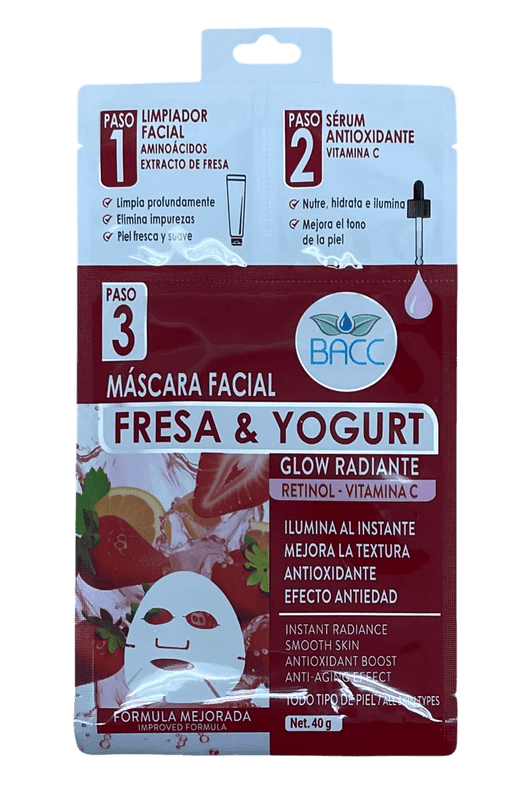 Mascarilla Facial BACC Fresa y Yogurt - 1 Mask Sachet - FamilyBox.Store enviar a venezuela ship to venezuela supermercado online venezuela online supermarket