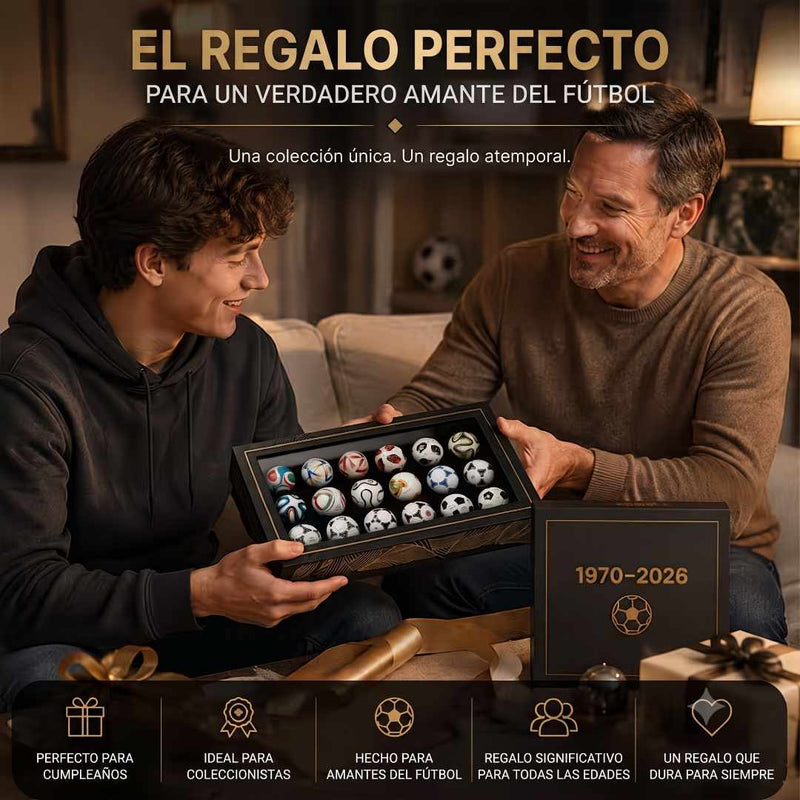Colección de miniaturas de balones de fútbol de la Copa Mundial: 15 balones icónicos de Mundiales 1970-2026