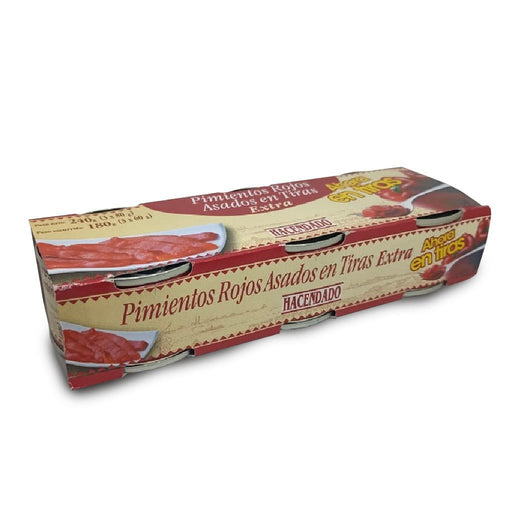 Pimientos rojos asados en tiras extra Hacendado - 3pack -240gr. - FamilyBox.Store enviar a venezuela ship to venezuela supermercado online venezuela online supermarket