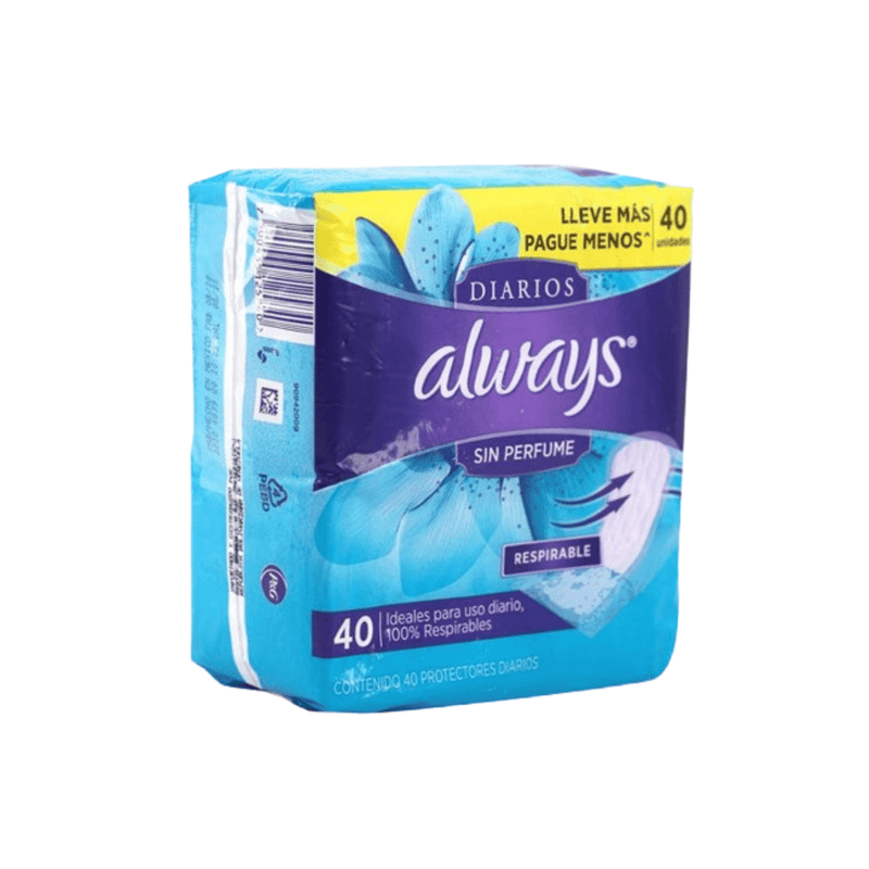 Protectores diarios Always sin perfume - 40unds - FamilyBox.Store enviar a venezuela ship to venezuela supermercado online venezuela online supermarket