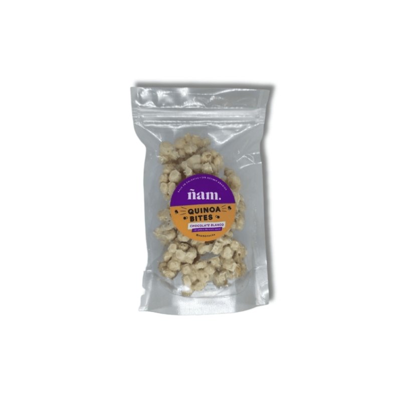 Quinoa Bites Chocolate Blanco con Galleta Maria ñam - 50gr. - FamilyBox.Store enviar a venezuela ship to venezuela supermercado online venezuela online supermarket