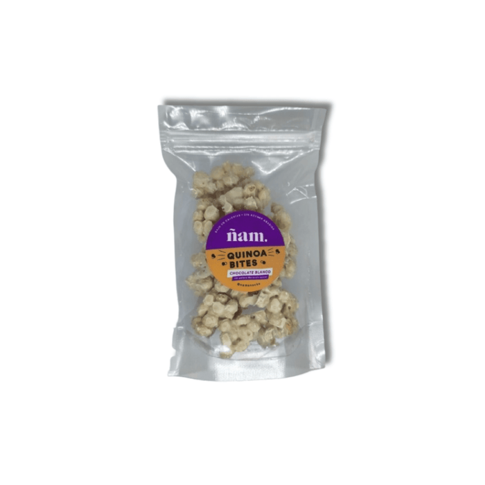 Quinoa Bites Chocolate Blanco con Galleta Maria ñam - 50gr. - FamilyBox.Store enviar a venezuela ship to venezuela supermercado online venezuela online supermarket