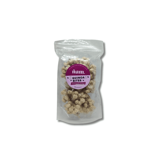 Quinoa Bites Chocolate blanco y fresas deshidratadas ñam - 50gr. - FamilyBox.Store enviar a venezuela ship to venezuela supermercado online venezuela online supermarket