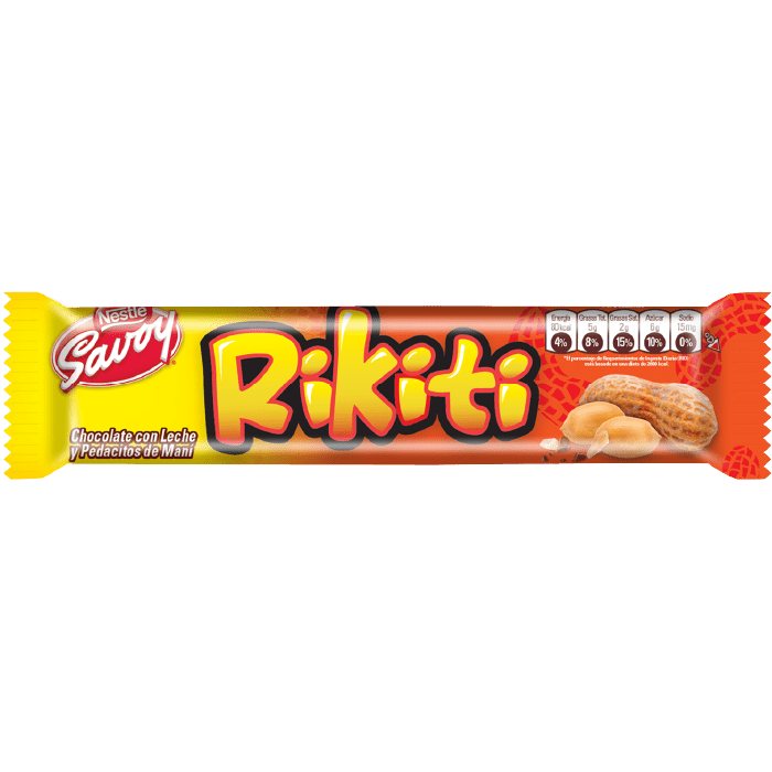 RIKITI - CHOCOLATE CON LECHE Y MANI - 30GRS - FamilyBox.Store enviar a venezuela ship to venezuela supermercado online venezuela online supermarket