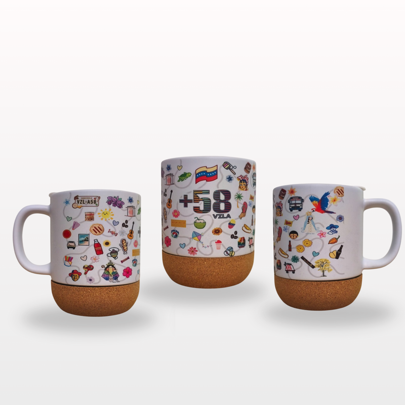 Taza de ceremica con base de corcho +58