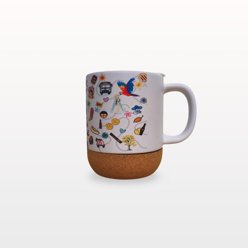 Taza de ceremica con base de corcho +58