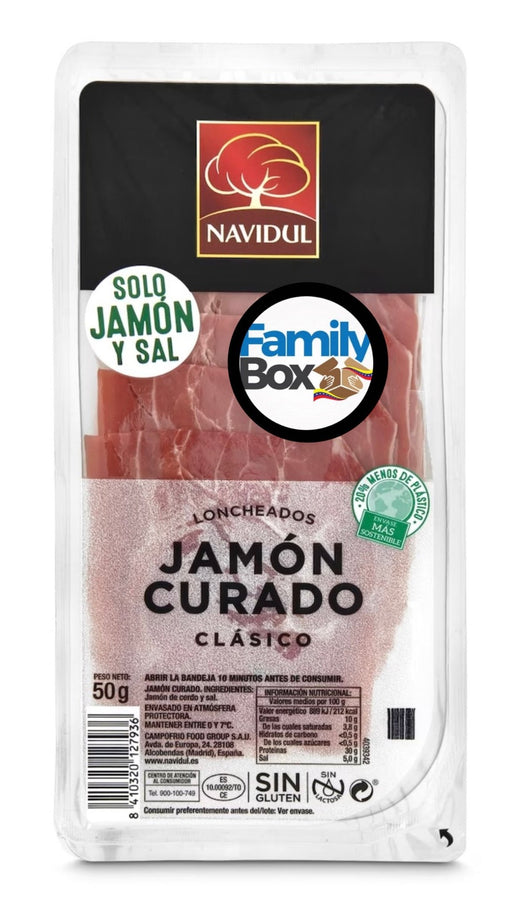 Jamon Curado Clasico Loncheado Navidul - 50grs - FamilyBox.Store enviar a venezuela ship to venezuela supermercado online venezuela online supermarket